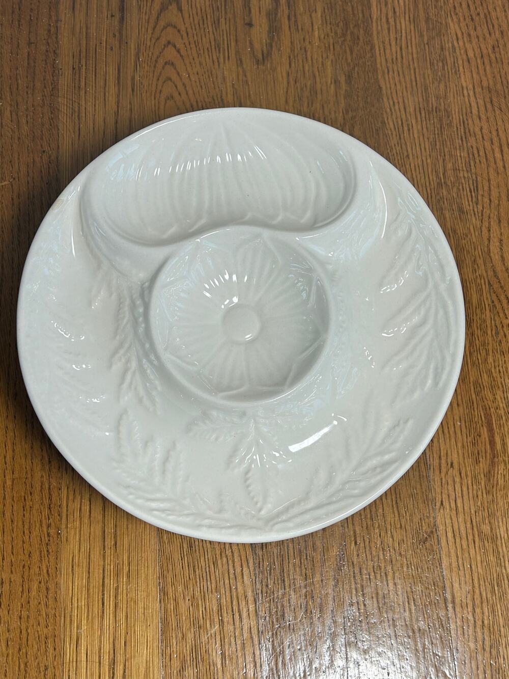 Vintage California USA Artichoke Plate White Embossed Serving Dish